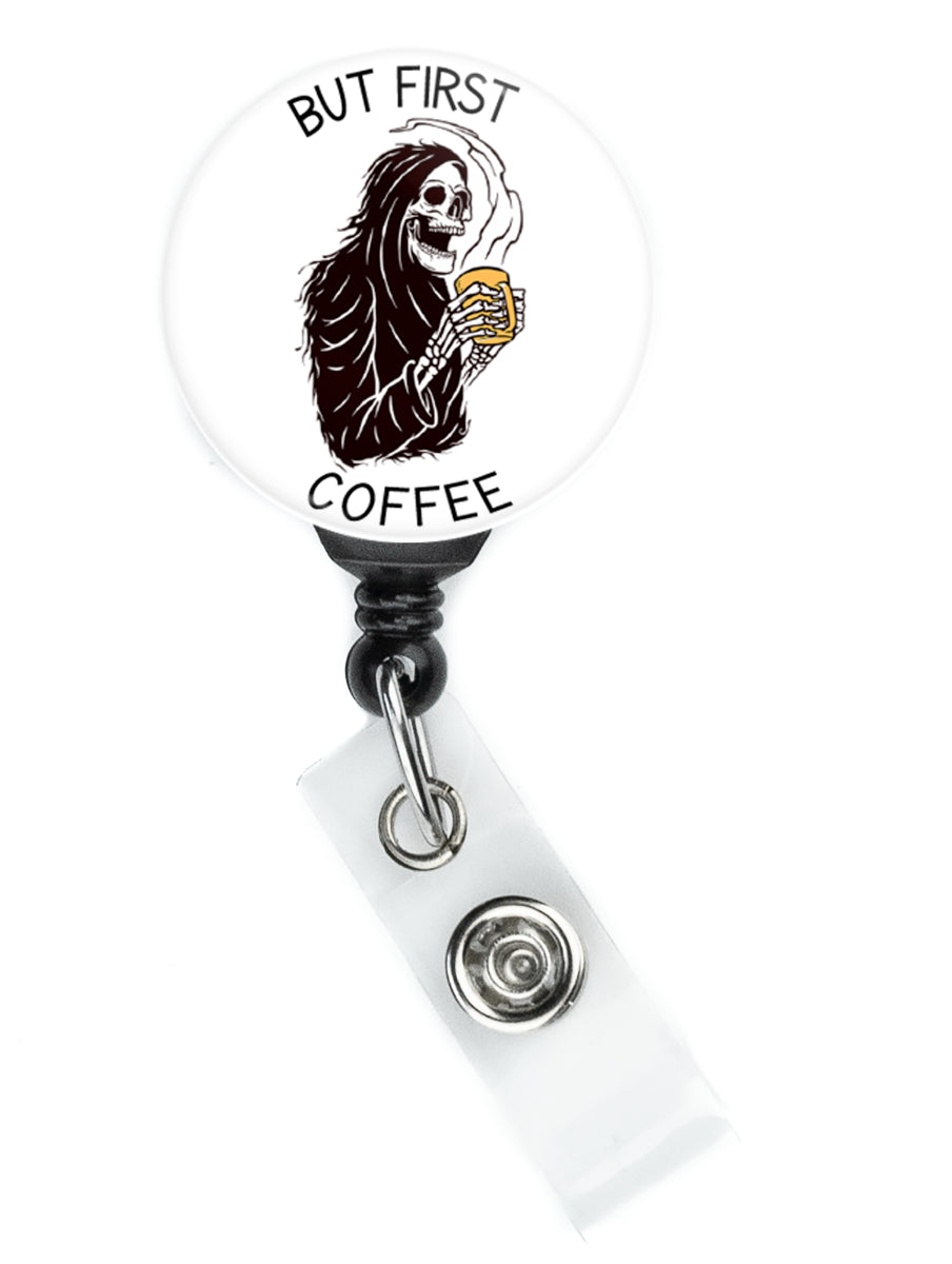 Grim Reaper But First Coffee Badge Reel - ReactionReels