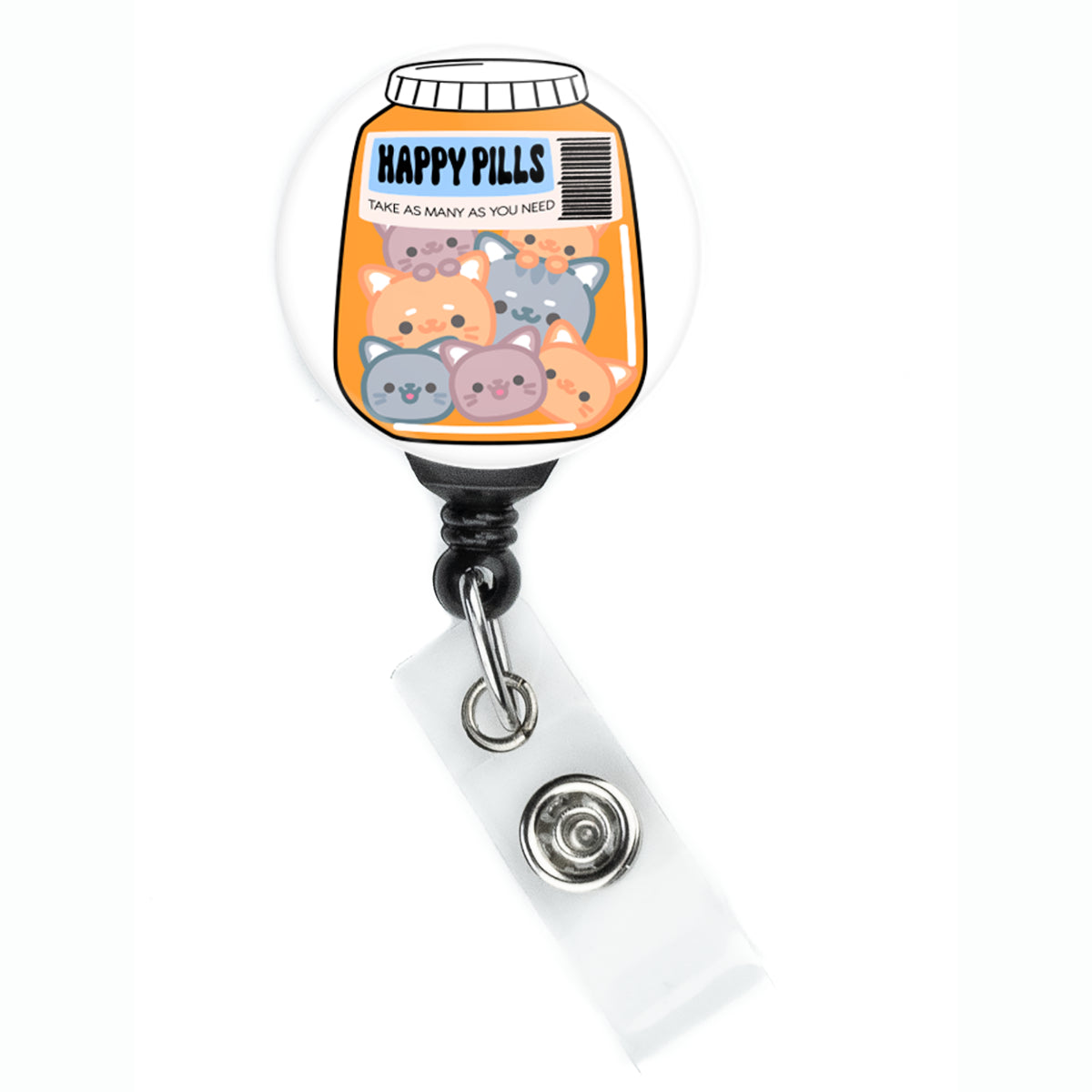 Happy Kitty Cat Pills Badge Reel - ReactionReels