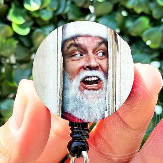 Christmas The Shining Johnny Here's Santa Parody  Nurse Badge Reel Holder  Nurse Gift  Nurse Badge