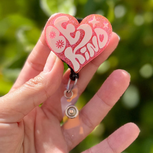 Funny Acrylic Badge Reel  Cute Be Kind Glitter Heart  Nurse Badge Reel  ID Badge Holder  Nurse Gift  Nurse Badge Holder  Cute ID Reel