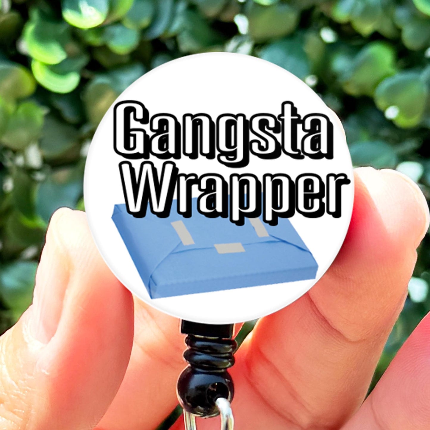 Nurse Badge Reel Funny  Gangsta Wrapper SPD Wrap  Surgical Tech  Scrub Tech    ID Badge Holder  Nurse Gift  ID Holder - ReactionReels