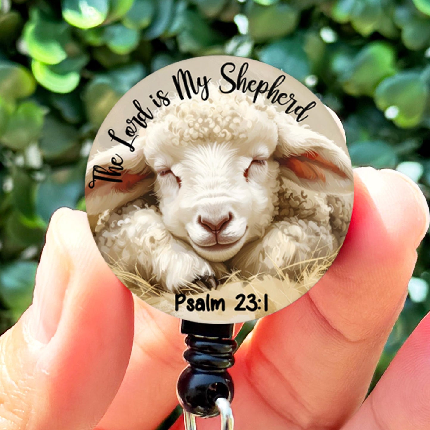 Christian Badge Reel  Bible Verse The Lord is My Shepherd Psalm 23:1  Jesus God Reel  Nurse Gift  Nurse Badge Reel  Cute Badge Holder