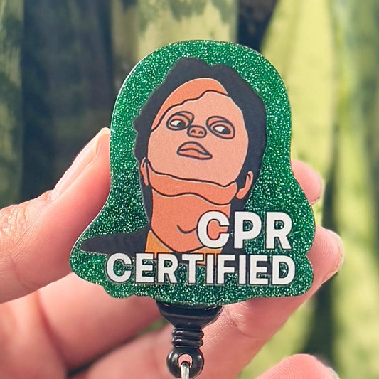 Funny Acrylic Badge Reel  The Office Dwight CPR Certified  Nurse Badge Reel  Cute ID Badge Holder  Nurse Gift  Nurse Badge Holder