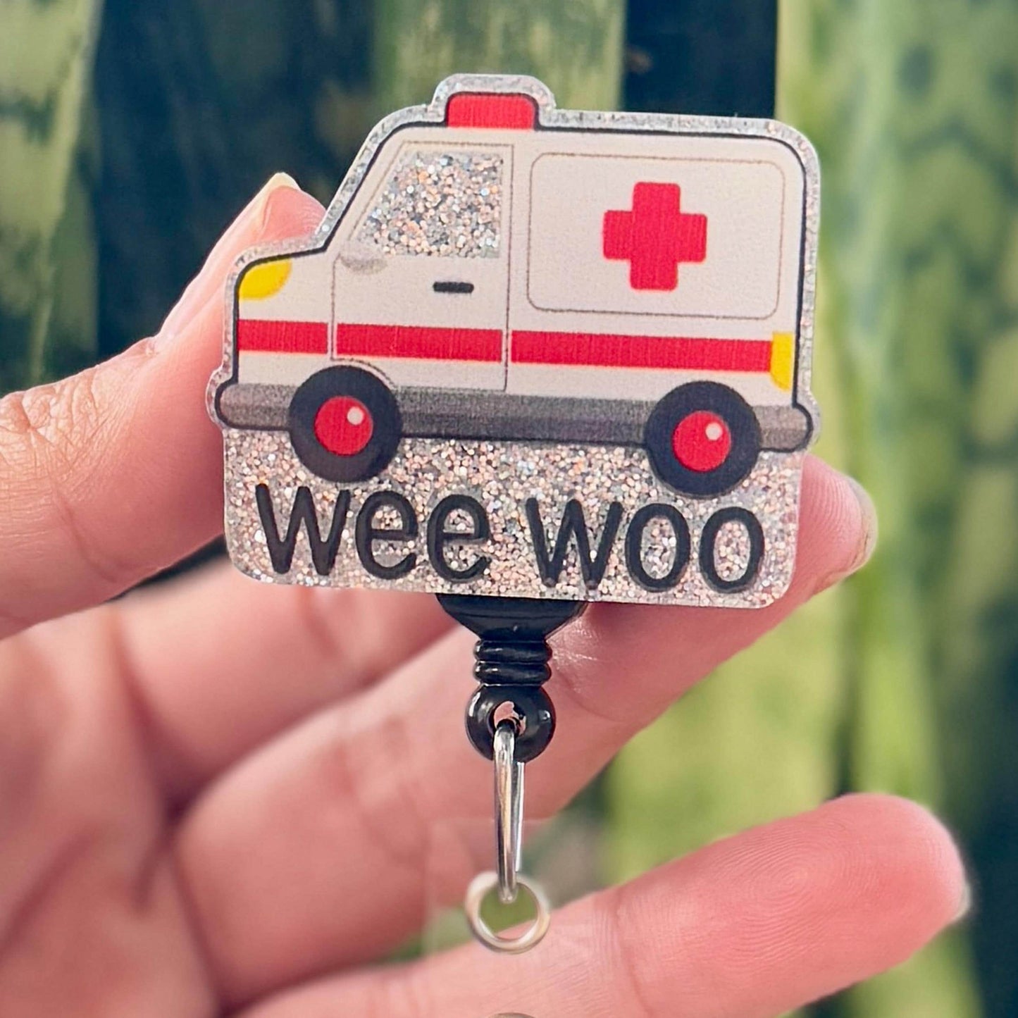 Funny Acrylic Badge Reel  Wee Woo Ambulance  Nurse Badge Reel  ID Badge Holder  Nurse Gift  Nurse Badge Holder  EMT  Cute ID Badge