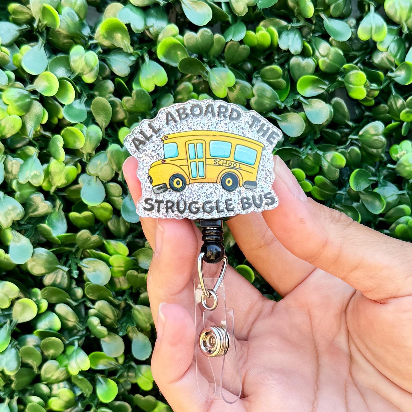 Funny Acrylic Badge Reel  All Aboard The Struggle Bus  Nurse Badge Reel  ID Badge Holder  Nurse Gift  Nurse Badge Holder  Cute ID Reel