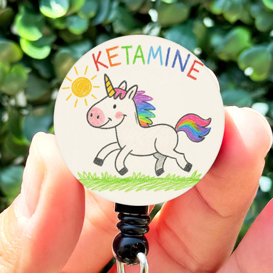 CuteKetamine Unicorn Anesthesiologist PACU  Antidepressant  ID Badge Reel Holder  Cute Nurse Badge Reel