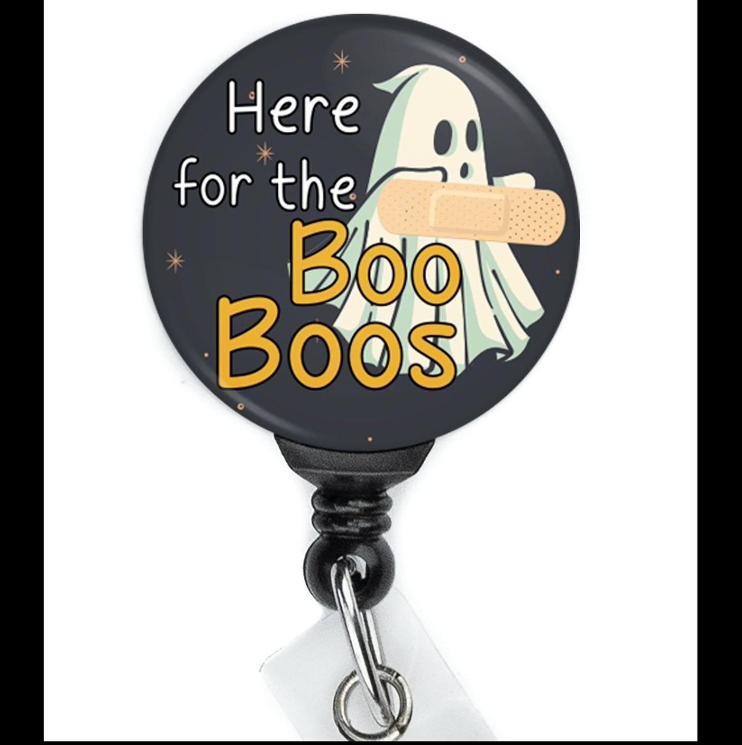 Funny Halloween Badge Reel  Cute Ghost Here for the Boo Boos    ID Badge Holder  Nurse Gift  Nurse Badge Holder