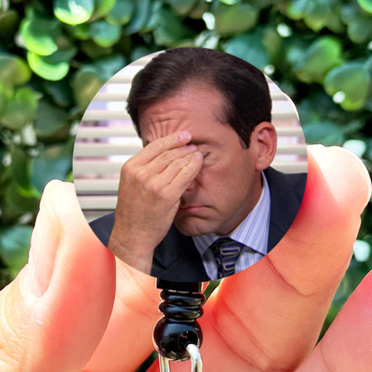 The Office Michael Scott Funny Over It Disappointed Face Meme Retractable Badge Reel with Swing Clip and 36 Inch Cord,