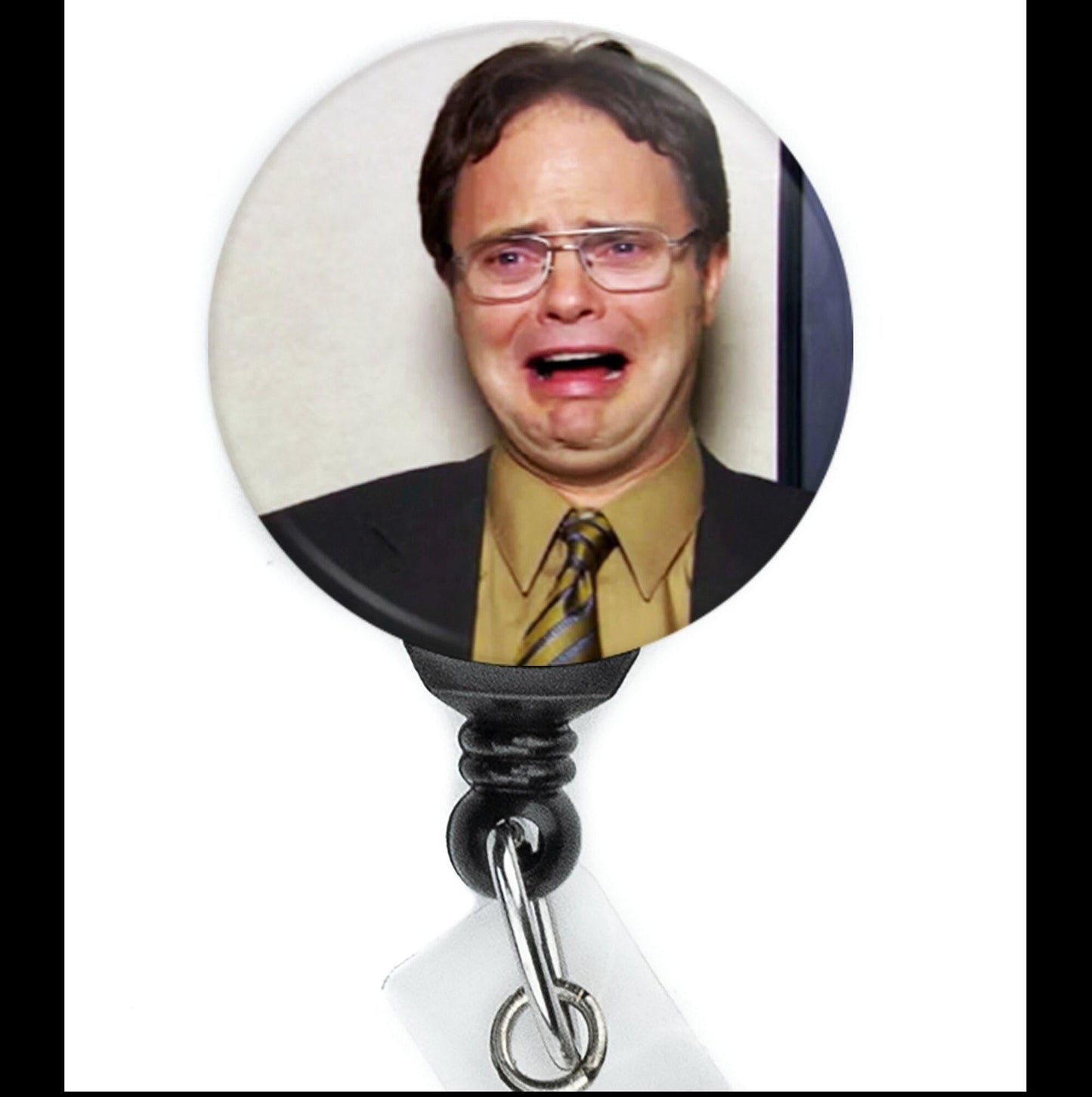 The Office Dwight Schrute Funny Cry Face Retractable Badge Reel with Swing Clip and 36 Inch Cord