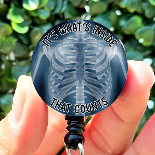 Funny Xray Badge Reel  XRAY Tech  Radiology  It's What's Inside That Counts  Nurse Badge Clip  Rad Tech Gift  Cute ID Holder