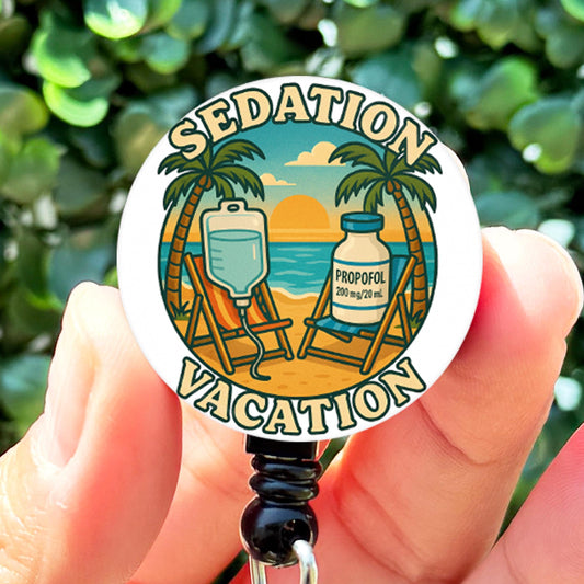 Sedation Vacation Propofol Anesthesiologist PACU ICU  Nurse ID Badge Reel Holder  Cute Nurse Badge Reel  Nurse Gif