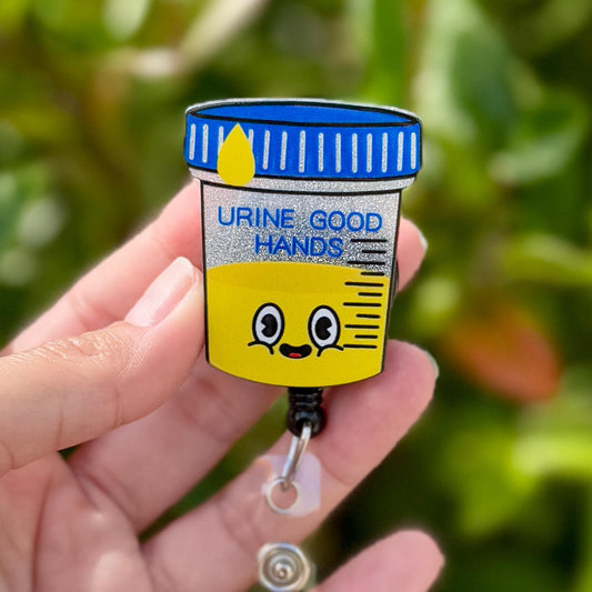 Funny Acrylic Badge Reel  Urine Good Hands  Nurse Badge Reel  ID Badge Holder  Nurse Gift  Nurse Badge Holder  Cute ID  Urologist ID