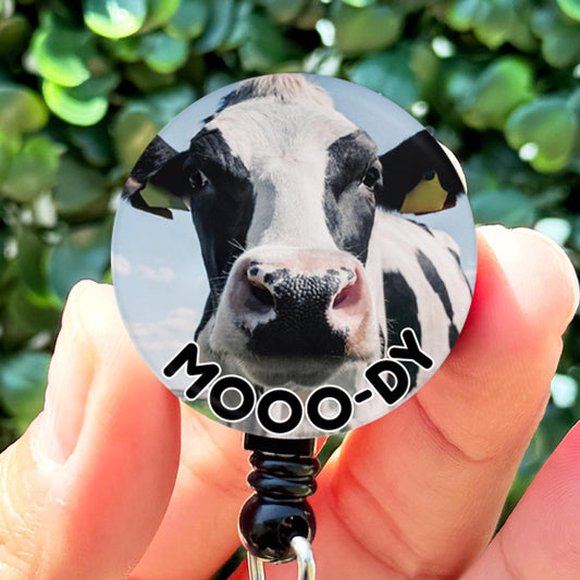 Angry Cow Face  Moody Nurse ID  Nurse Badge Reel  ID Badge Holder  Nurse Gift  Nurse Badge Holder  Cute Cow