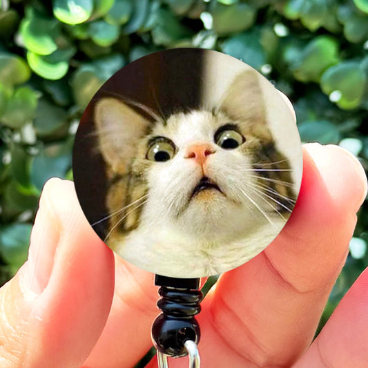 Funny ID Badge Reel  Scared Cat Meme  ID Badge Holder  Nurse Gift  Nurse Badge Reel  Cute ID Badge Reel
