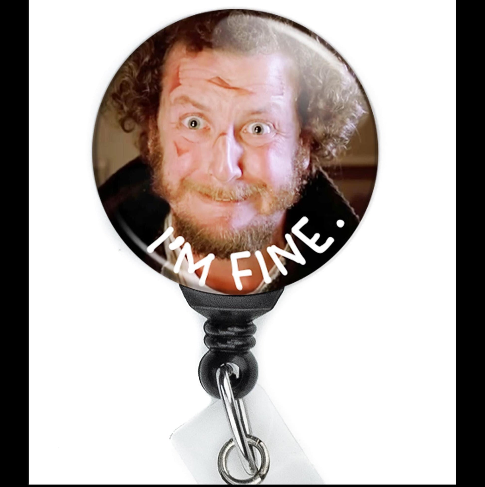 I'm Fine Home Alone Marv  Nurse Badge Reel Funny  ID Badge Holder  Nurse Gift  Nurse Badge Holder  ID Hold - ReactionReels