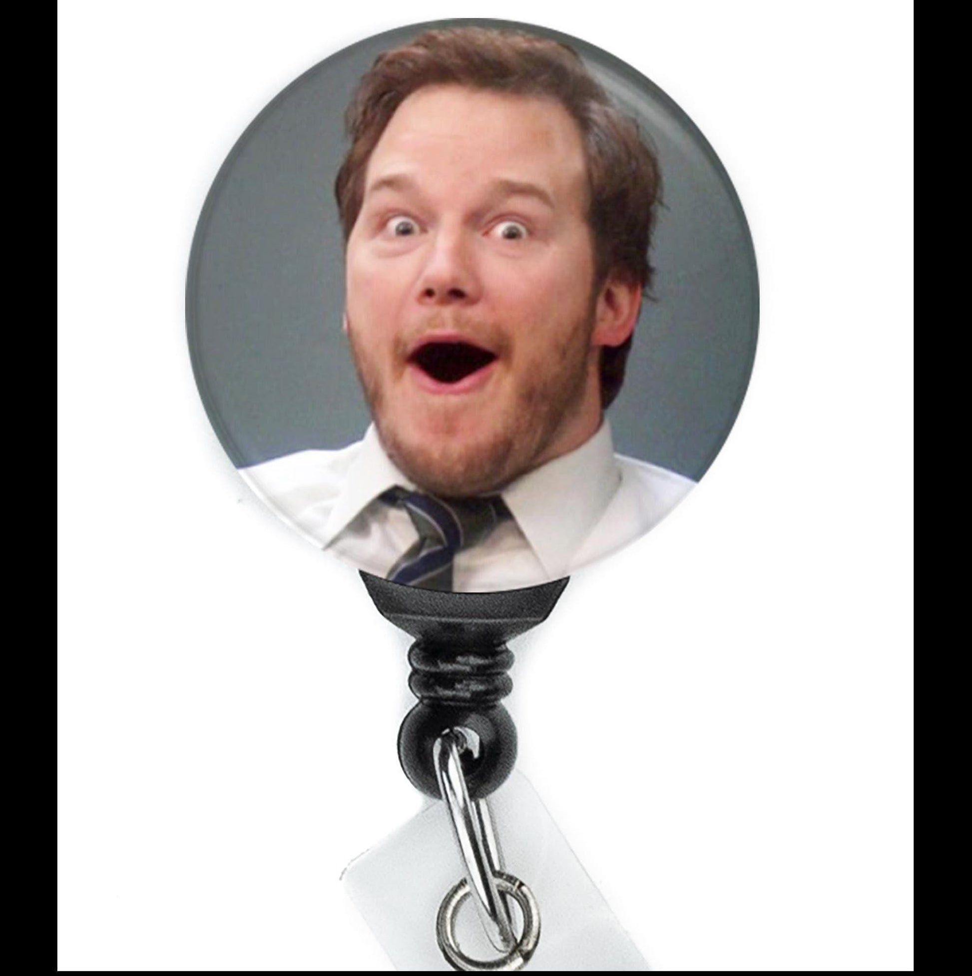 Parks and Rec Andy Dwyer Surprised Meme  ID Badge Holder  Nurse Gift  Nurse Badge Reel  ID Holder  Cute ID Badge - ReactionReels