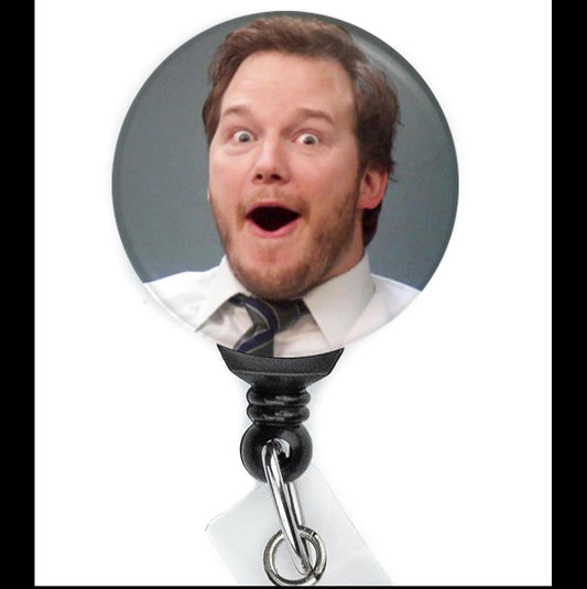 Parks and Rec Andy Dwyer Surprised Meme  ID Badge Holder  Nurse Gift  Nurse Badge Reel  ID Holder  Cute ID Badge
