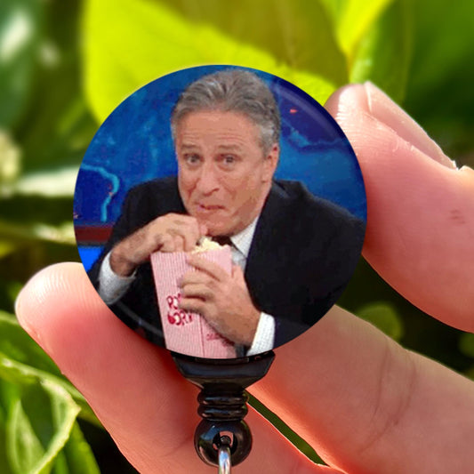 John Stewart Popcorn Meme  Nurse Badge Reel Funny  ID Badge Holder  Nurse Gift  Nurse Badge Holder  Cute ID Holder - ReactionReels