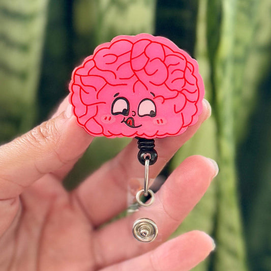 Funny Acrylic Badge Reel  Cute Brain Mental Health  Nurse Badge Reel  ID Badge Holder