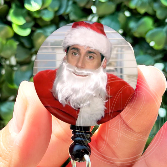 Funny ID Badge Reel  The Office Michael Scott Santa Claus Christmas  ID Badge Holder  Nurse Gift  Nurse Badge Reel  Cute ID Badge Reel
