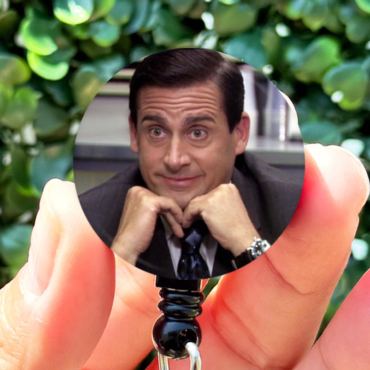 The Office Michael Scott Funny Sarcastic Face Retractable Badge Reel with Swing Clip and 36 Inch Cord