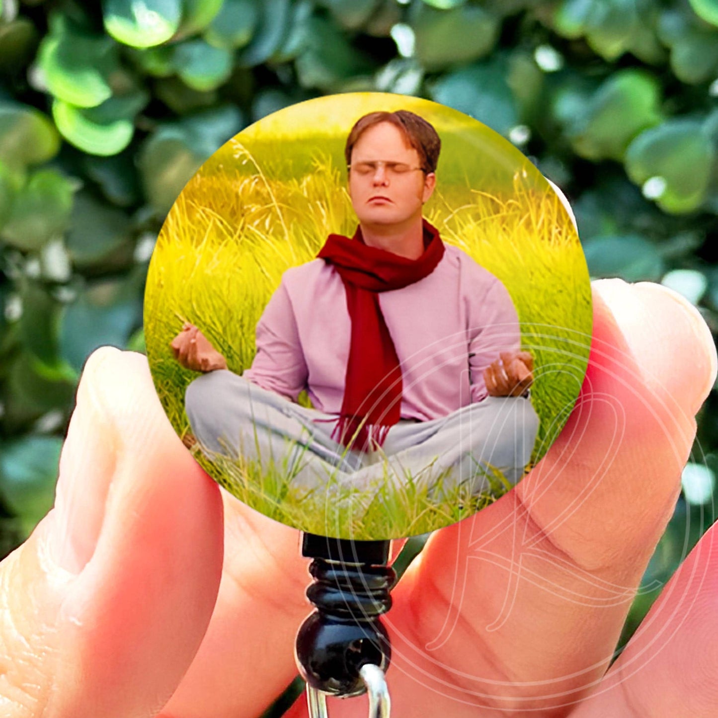 The Office Michael Dwight Schrute Meditating  Nurse Badge Reel  Nurse ID Badge Holder  Nurse Gift