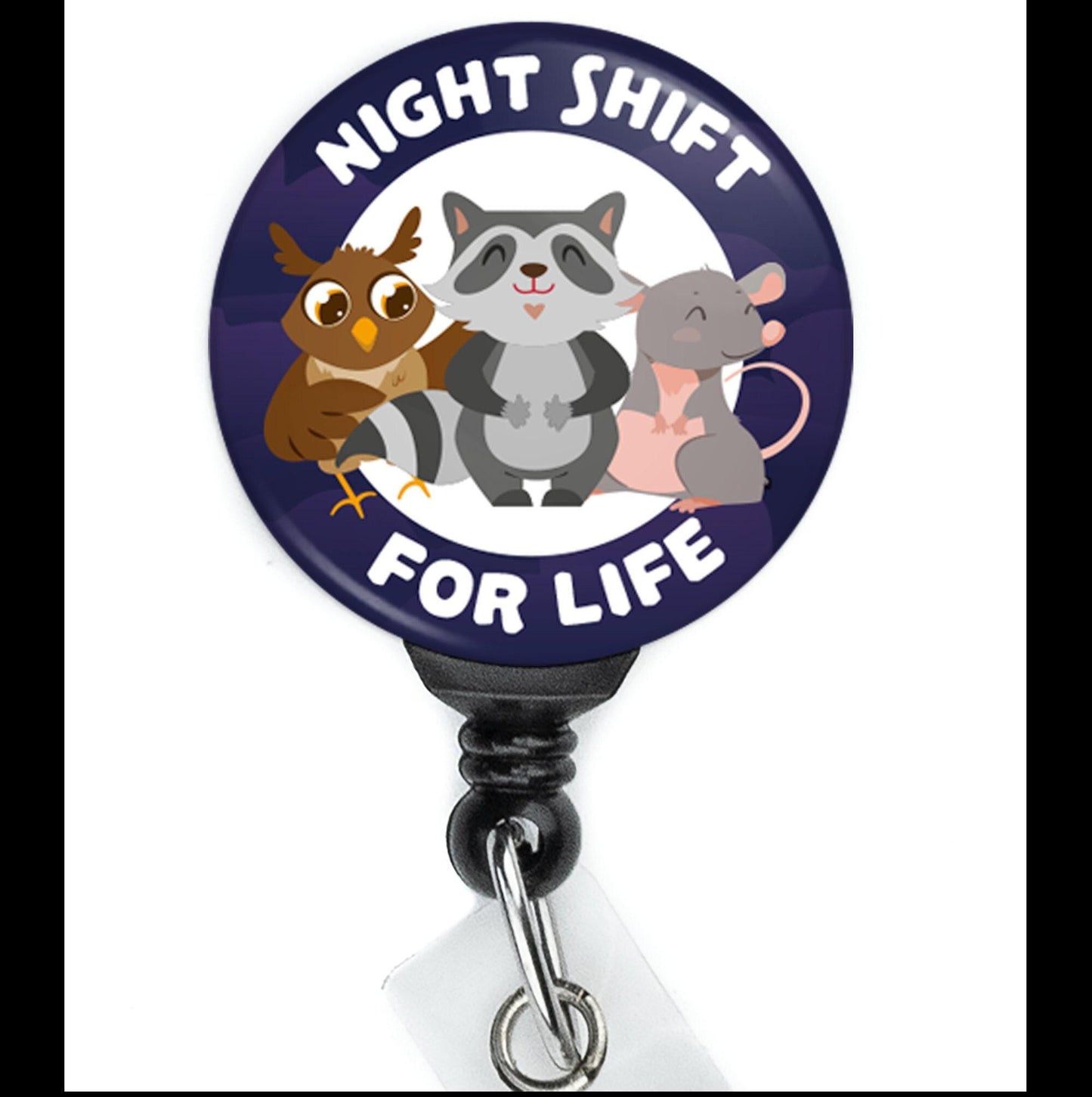 Nurse Cute Funny Night Shift Retractable Badge Reel with Swing Clip and 34 Inch Cord - ReactionReels
