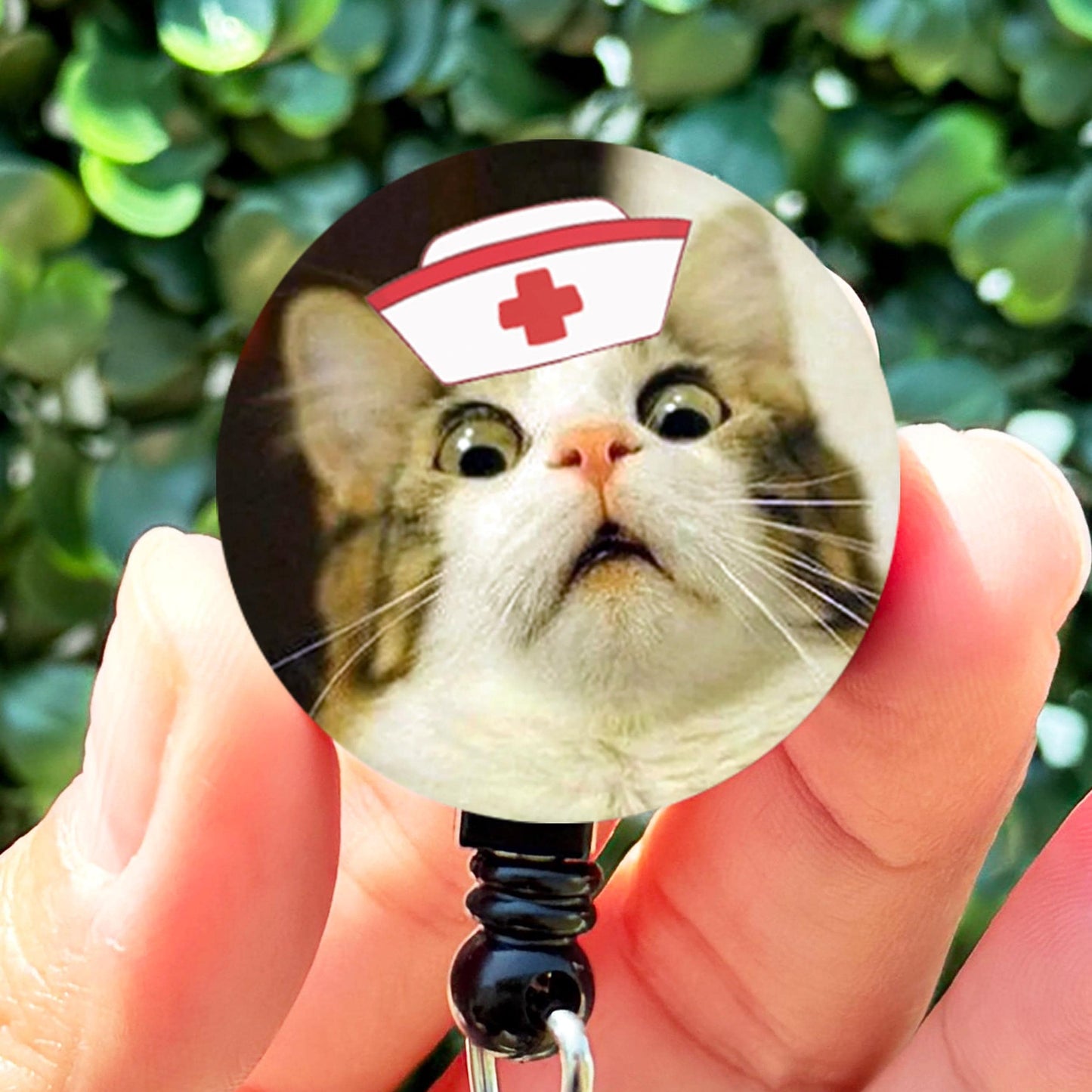 Funny ID Badge Reel  Nurse Scared Cat Meme  ID Badge Holder  Nurse Gift  Nurse Badge Reel  Cute ID Badge Reel