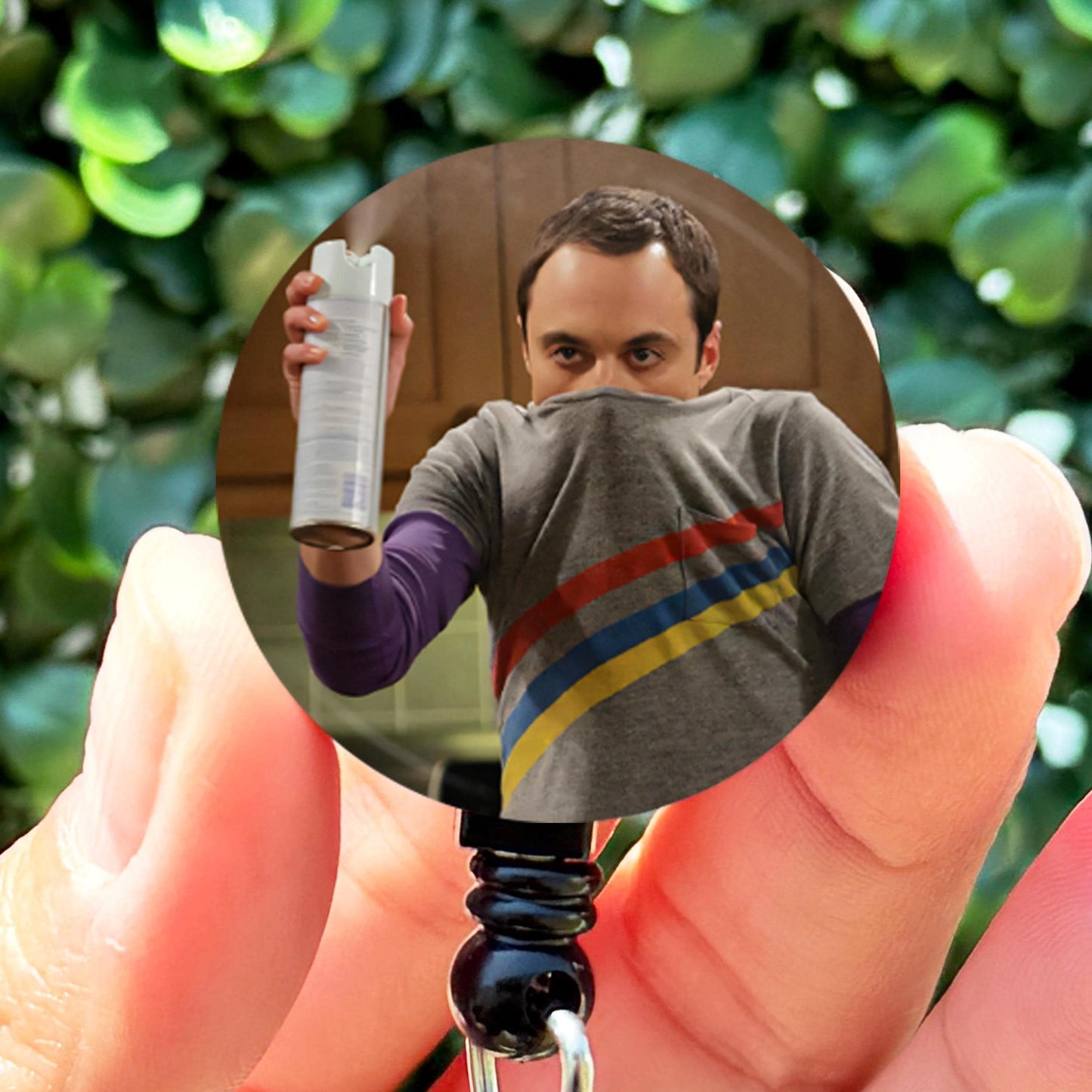 Big Bang Theory Sheldon Germ Spray Meme  Nurse ID Badge Reel Holder  Nurse Gift  Nurse Badge