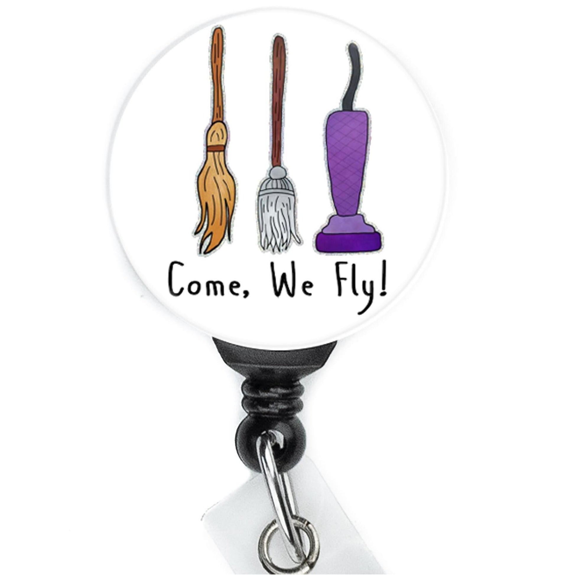 Halloween Hocus Pocus Witches Come We Fly Brooms  Nurse Badge Reel  Nurse Gift  Nurse Cute ID Badge Hold - ReactionReels