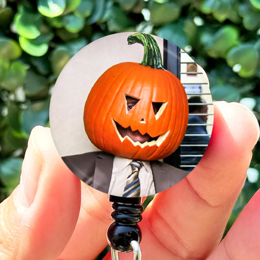 The Office Dwight Shrute Pumpkin Halloween  Nurse Badge Reel  ID Badge Holder  Nurse Gift  Nurse Badge Holde