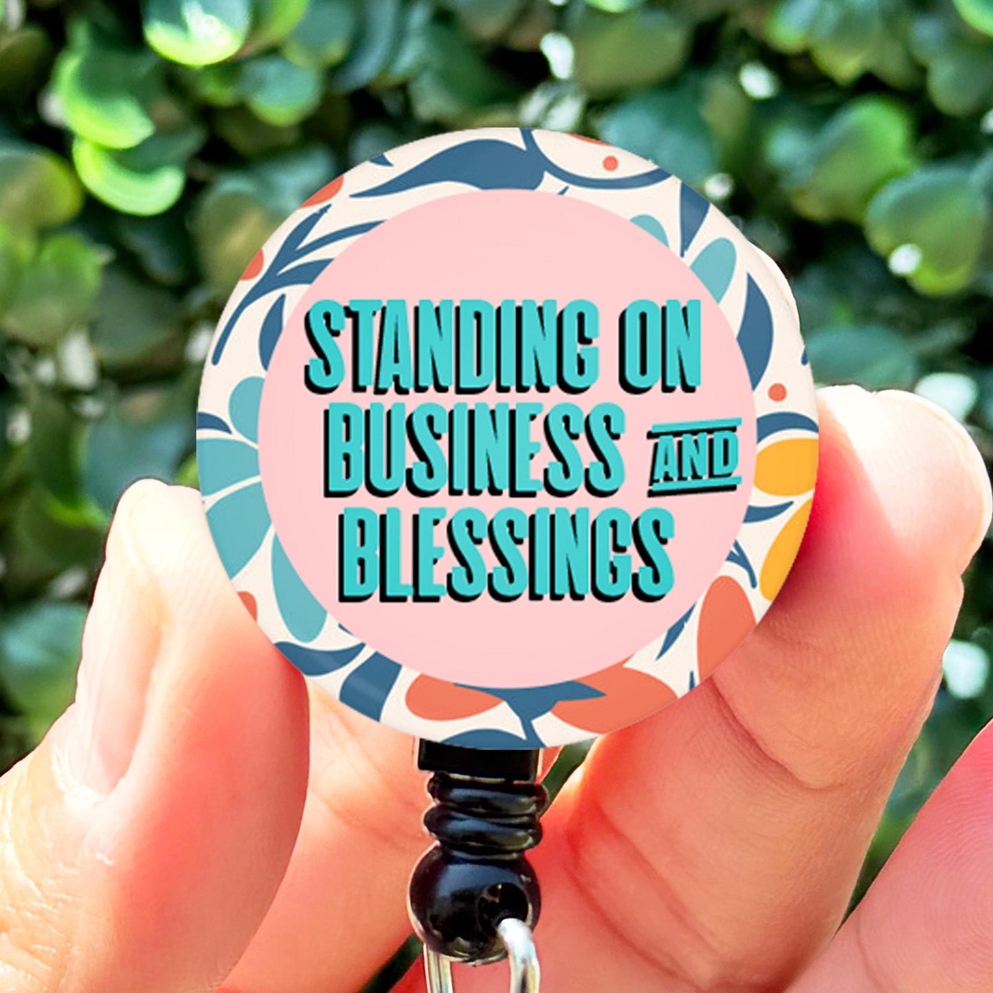 Funny ID Badge Reel  Standing on Business and Blessings  ID Badge Holder  Nurse Gift  Nurse Badge Reel  Cute ID Badge Reel