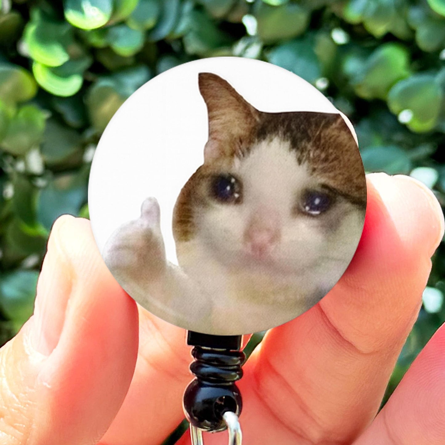 Crying Cat Thumbs Up Everything's Fine Meme  Cute ID Badge Reel  ID Badge Holder  Nurse Gift  Nurse Badge Hold