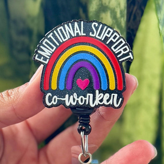 Emotional Support Co-Worker Rainbow  Nurse Badge Reel  ID Badge Holder  Nurse Gift  Nurse Badge Holder