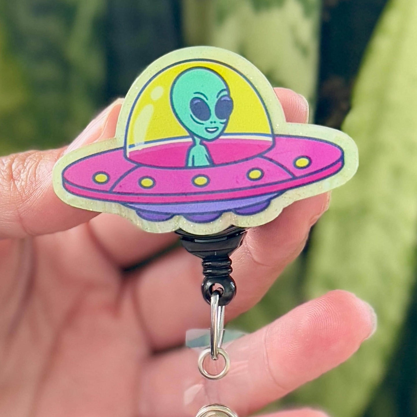 Funny Acrylic Badge Reel  Cute UFO Alien  Nurse Badge Reel  ID Badge Holder  Nurse Gift  Nurse Badge Holder  Cute ID Reel  X-Ray Tech