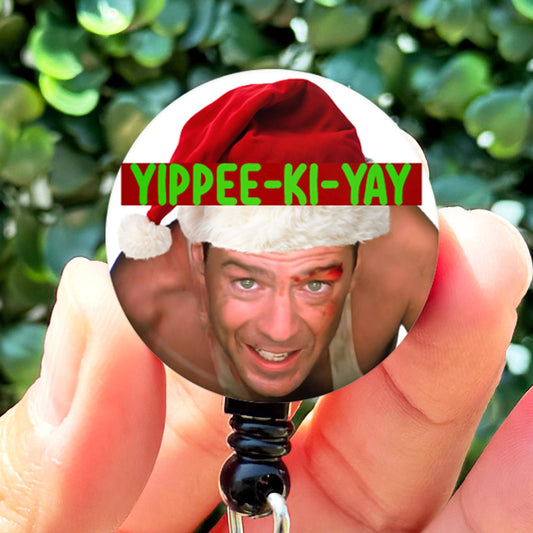 Christmas Die Hard Yippee Ki Yay  Nurse ID Badge Reel Holder  Nurse Gift  Nurse Bad