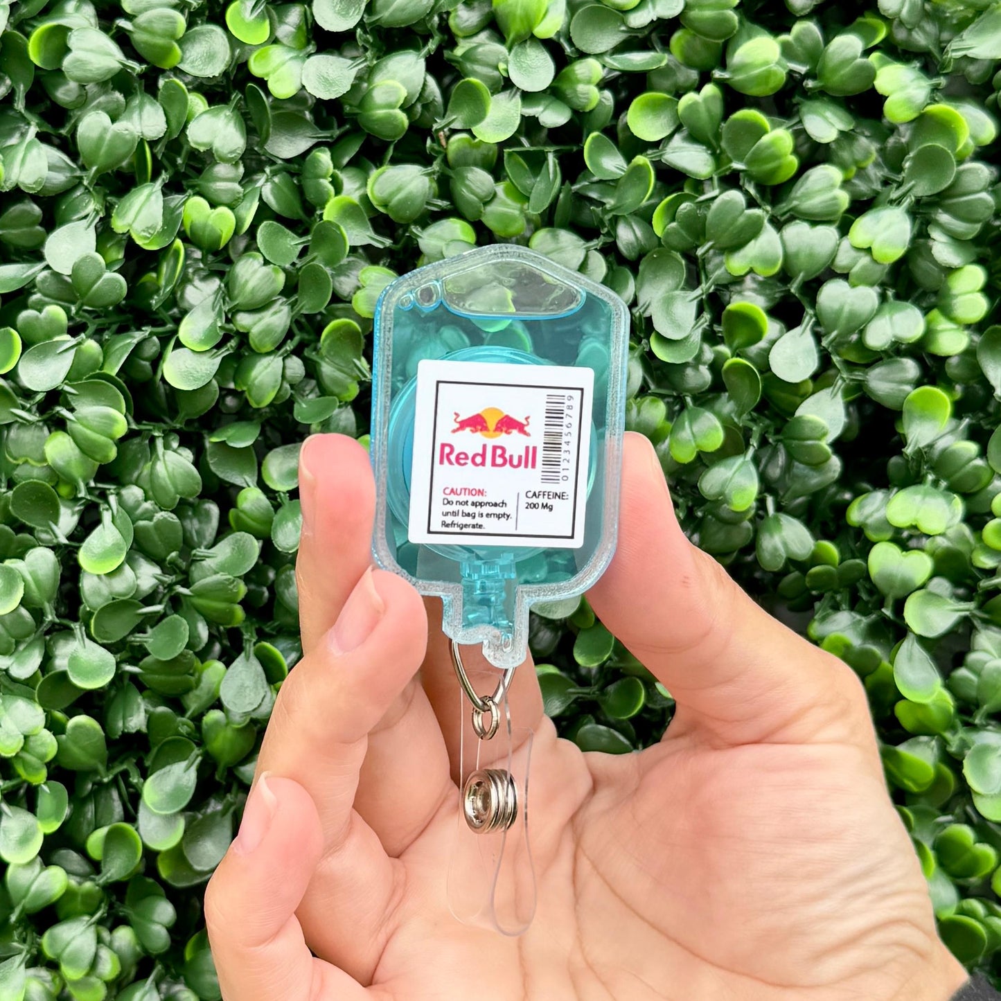 Nurse Badge Reel – Cute Retractable Badge Holder for Nurses and Medical Staff, IV Bag Theme - Red Bull