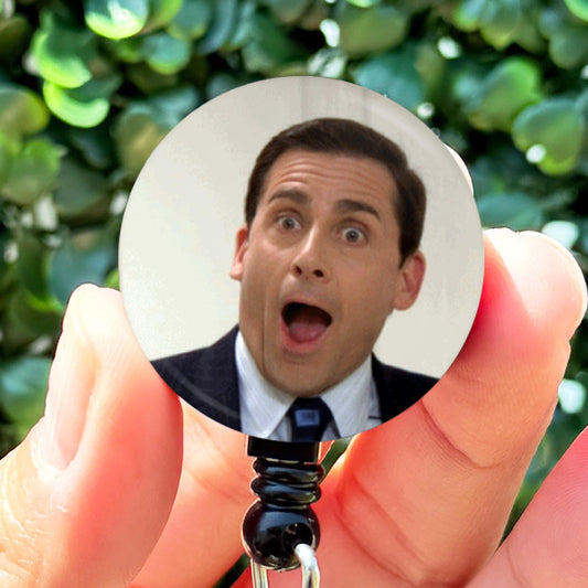 The Office Michael Scott Surprised Face  Nurse Badge Reel  ID Badge Holder  Nurse Gift  Nurse Badge Holder  Cute
