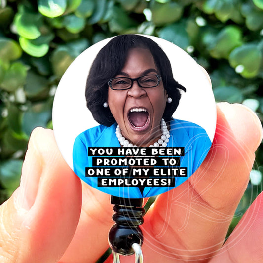 Elite Employee Viral Meme  You Have Been Promoted  Nurse Badge Reel Funny  Badge Reel Holder  Nurse Gift  ID Hold