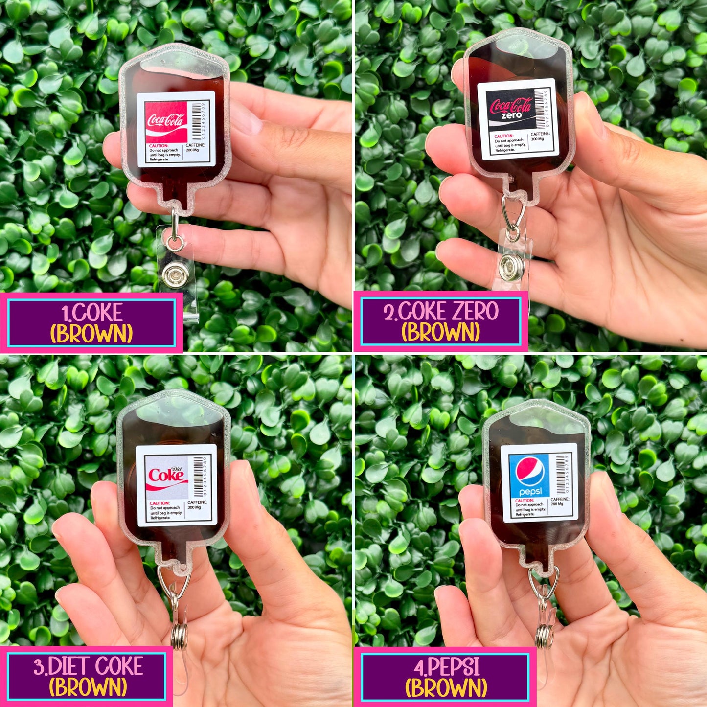 Nurse Badge Reel – Cute Retractable Badge Holder for Nurses and Medical Staff, IV Bag Theme - Dr. Pepper