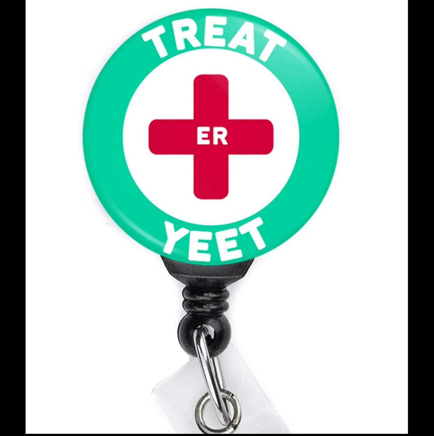 Nurse Funny Treat and Yeet Retractable Badge Reel with Swing Clip and 34 Inch Cord - ReactionReels