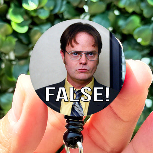 The Office Dwight Schrute False Funny Retractable Badge Reel with Swing Clip and 36 Inch Cord