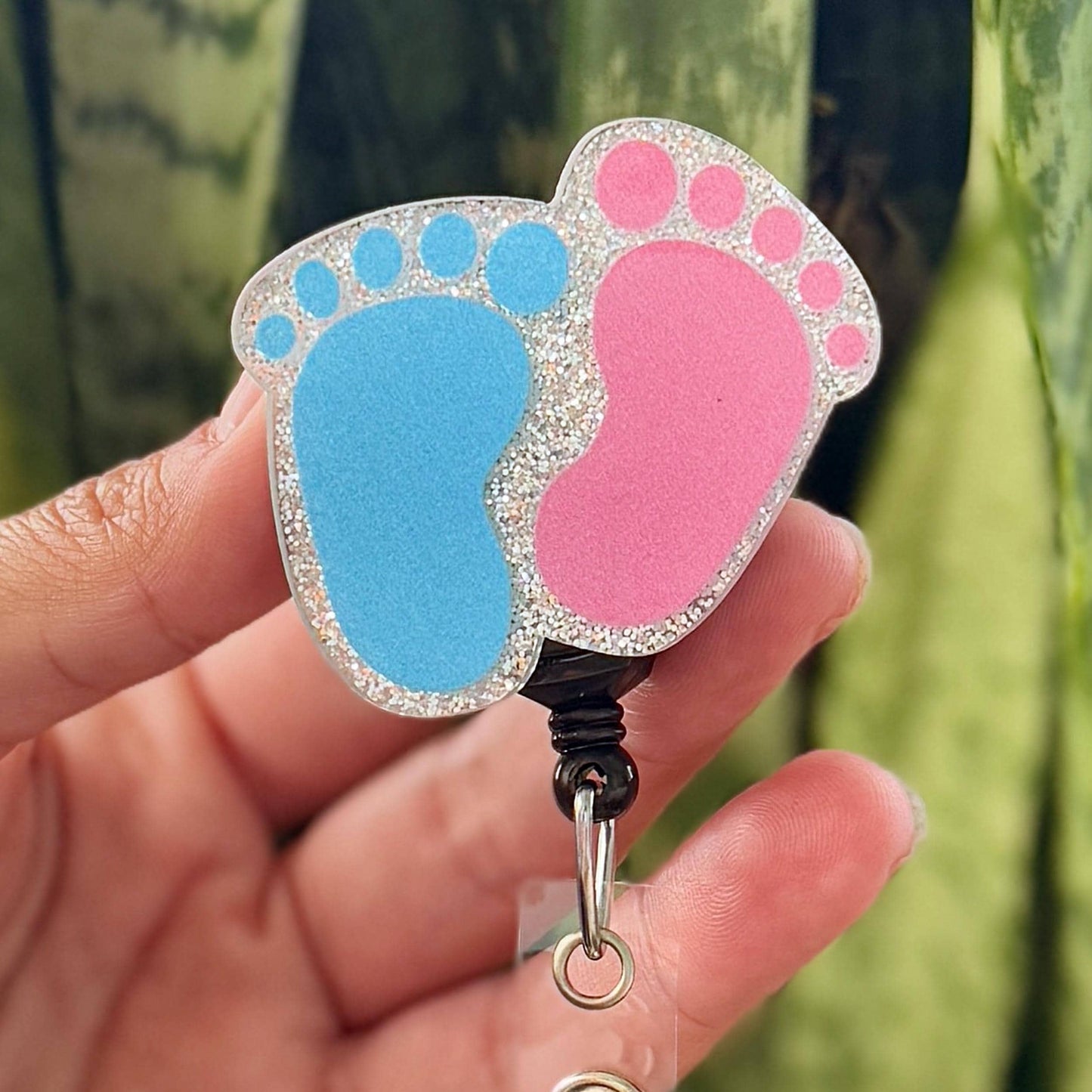 Labor and Delivery Badge Reel  Pink and Blue Baby Feet  ID Badge Holder  Pediatric Nurse Gift  L&D Nurse Badge Holder  Cute ID Reel - ReactionReels