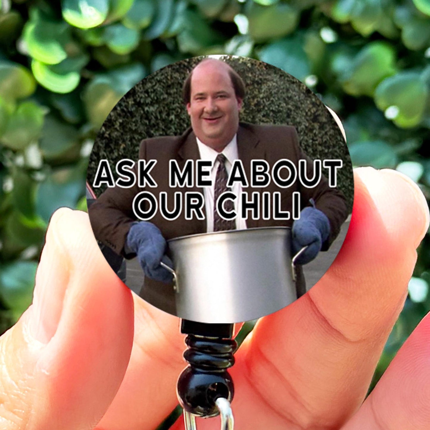 Funny ID Badge Reel  The Office Kevin Malone Ask Me About Our Chili  ID Badge Holder  Nurse Gift  Nurse Badge Reel  Cute ID Badge Reel