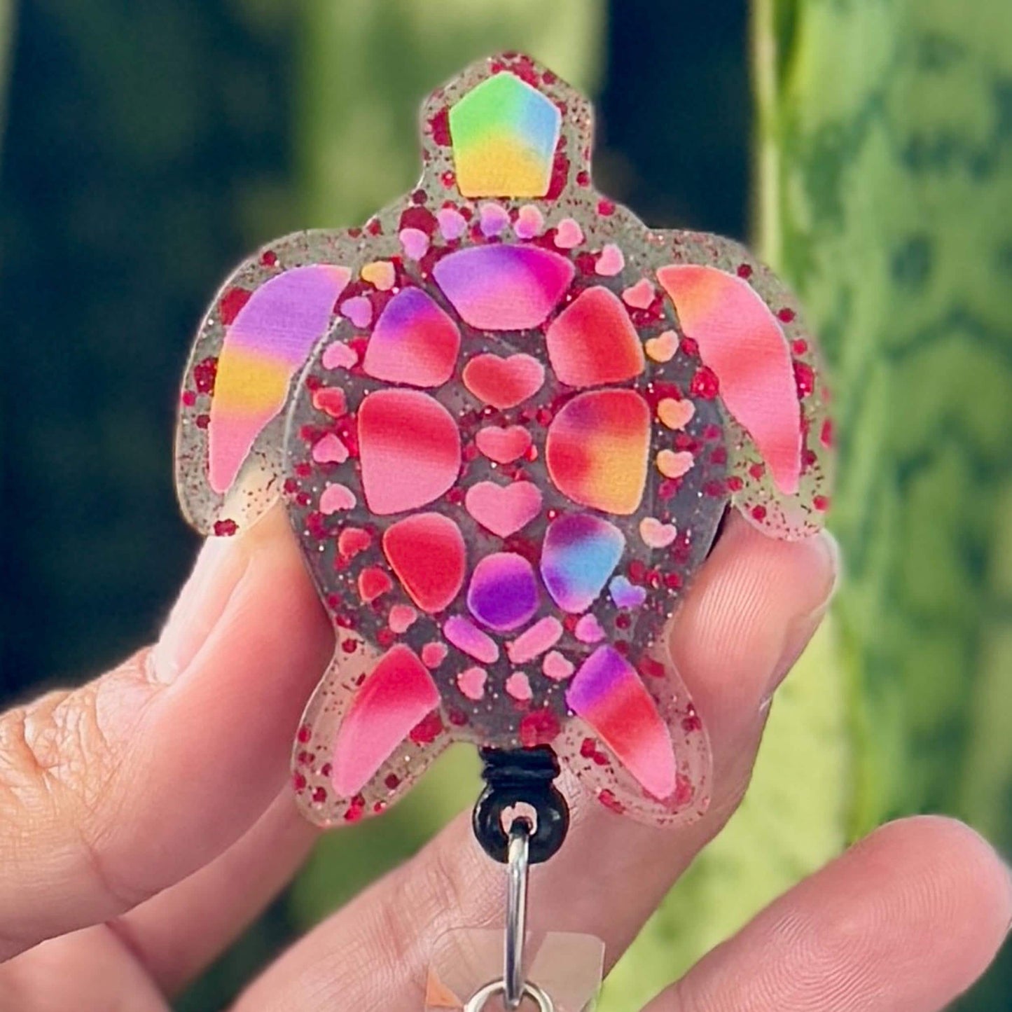 Funny Acrylic Badge Reel  Cute Pink Sea Turtle  Nurse Badge Reel  ID Badge Holder  Nurse Gift  Nurse Badge Holder  Cute ID Badge Reel