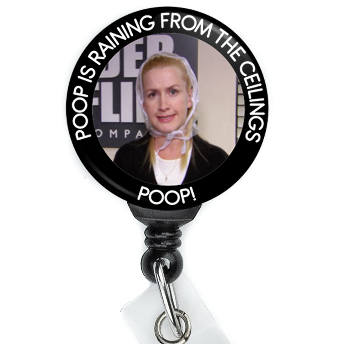 The Office Angela Raining Poop From The Ceilings Meme Badge Reel - ReactionReels