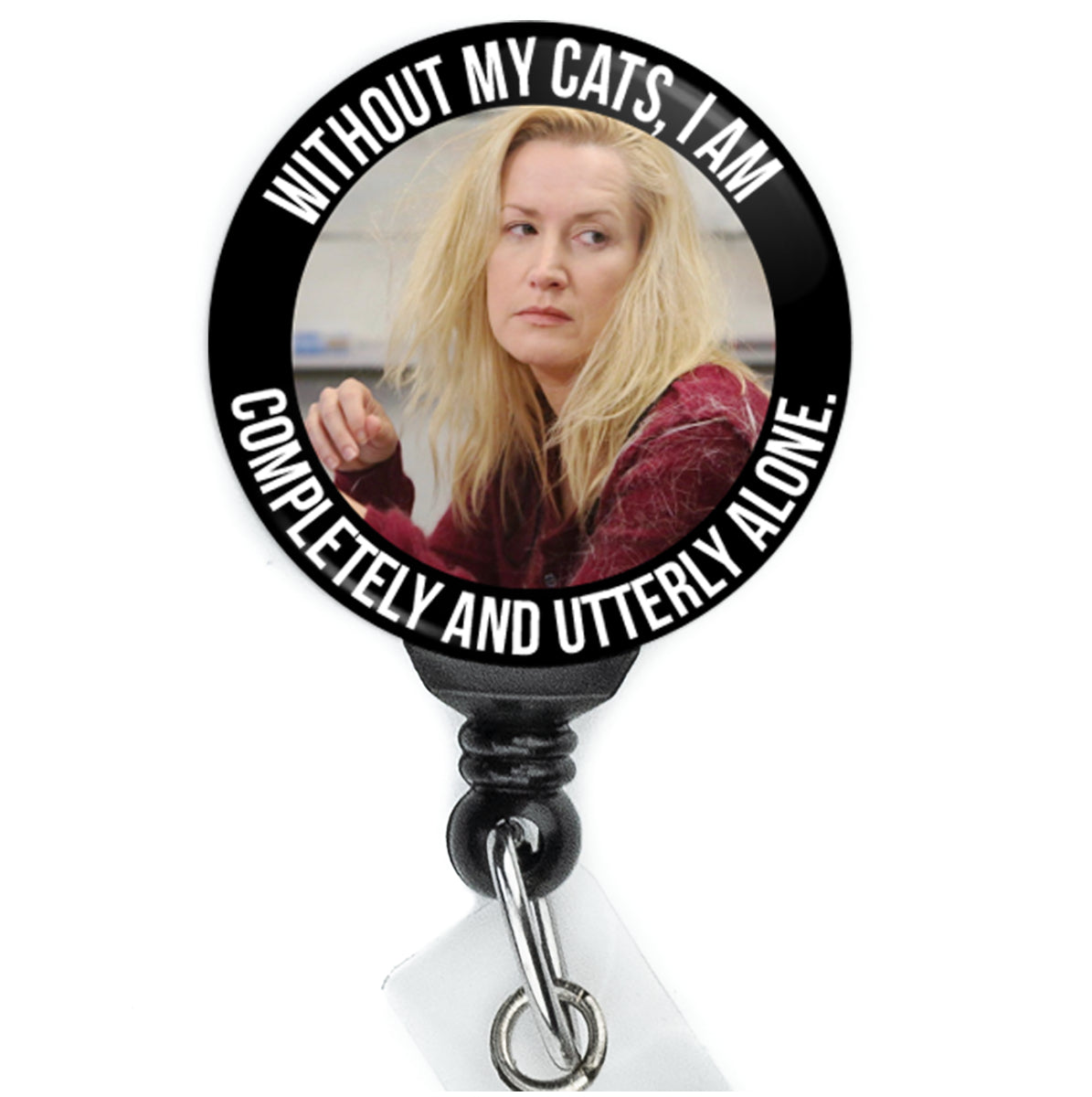 The Office Angela Without My Cats I am Completely and Utterly Alone Meme Badge Reel - ReactionReels