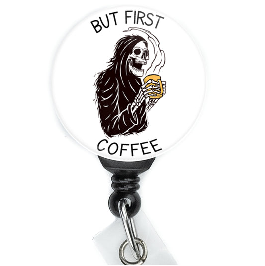 Grim Reaper But First Coffee Badge Reel - ReactionReels