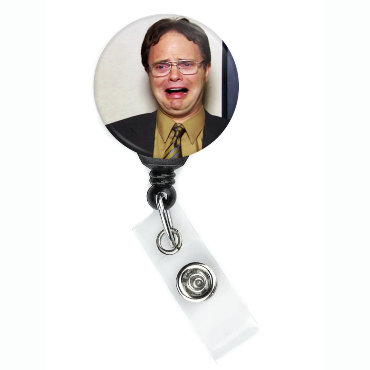 The Office Dwight Schrute Cry Face Badge Reel - ReactionReels