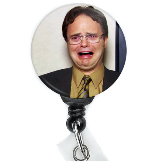 The Office Dwight Schrute Cry Face Badge Reel - ReactionReels